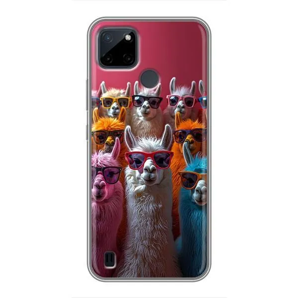 Чехол с принтом «Ламы в очках» для Realme C25Y