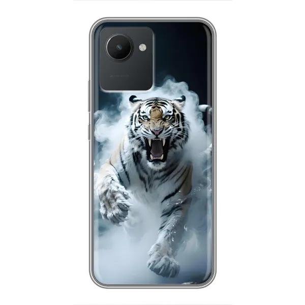 Чехол с принтом «Белый тигр в дыму» для Realme C30 Чехол с принтом «Белый тигр в дыму» для Realme C30
