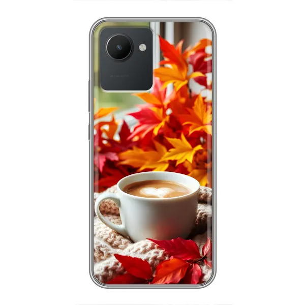 Чехол с принтом «Кофе и листья» для Realme C30
