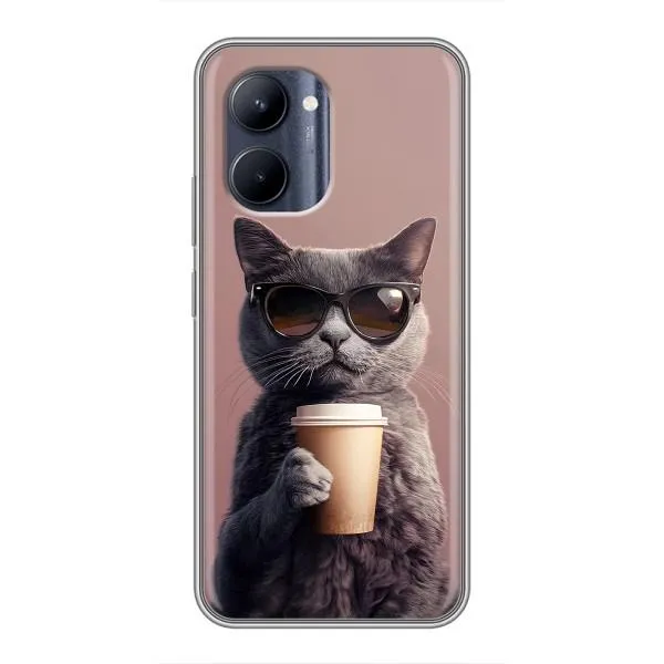 Чехол с принтом «Кот с кофе» для Realme C33