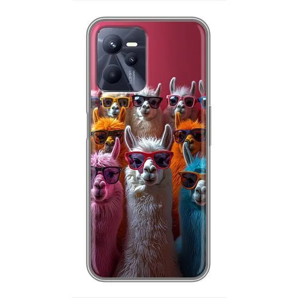 Чехол с принтом «Ламы в очках» для Realme C35 Чехол с принтом «Ламы в очках» для Realme C35