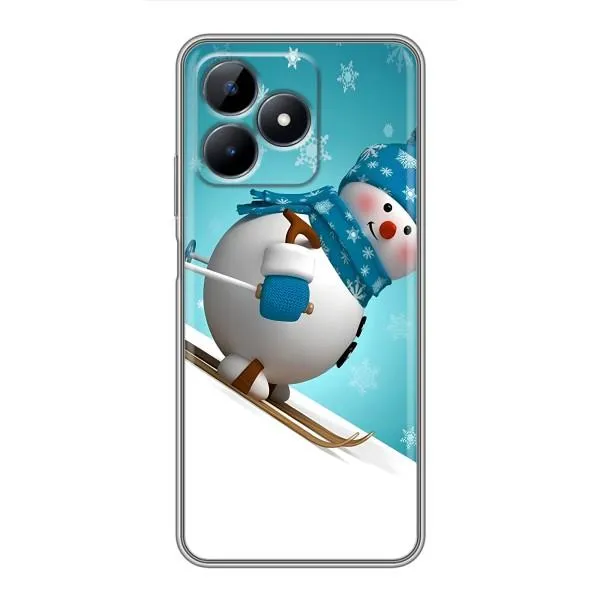 Чехол с принтом «Снеговик на лыжах» для Realme C51 Чехол с принтом «Снеговик на лыжах» для Realme C51