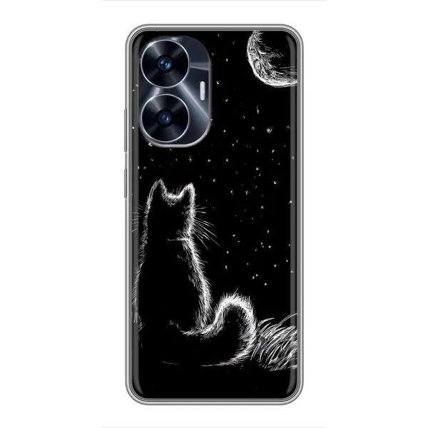 Чехол с принтом «Котик и луна» для Realme C55
