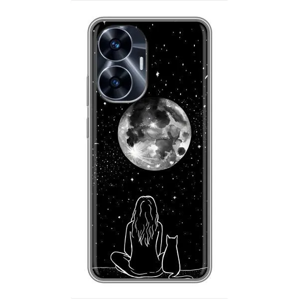 Чехол с принтом «Девушка с котом» для Realme C55
