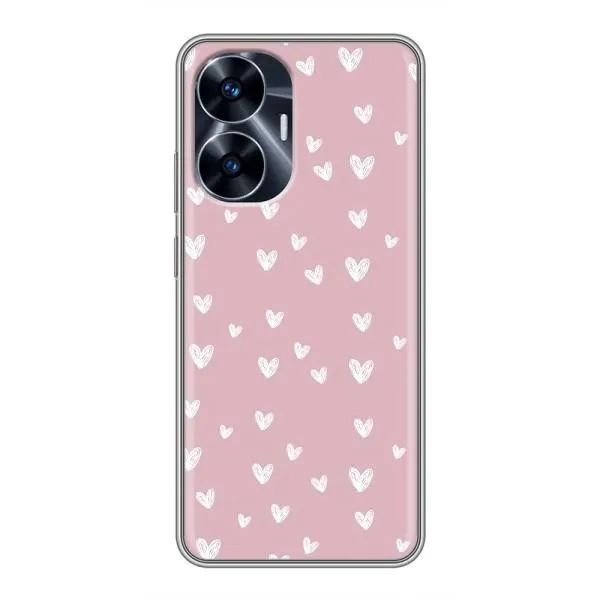 Чехол с принтом «Сердечки на розовом» для Realme C55 Чехол с принтом «Сердечки на розовом» для Realme C55