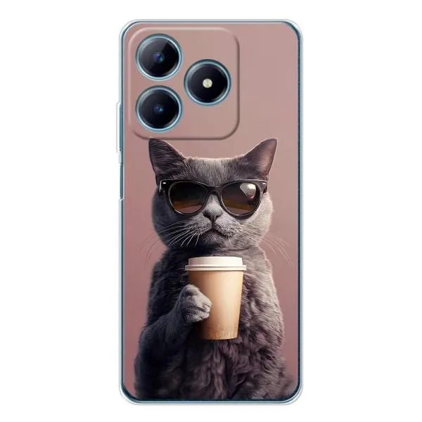 Чехол с принтом «Кот с кофе» для Realme C61