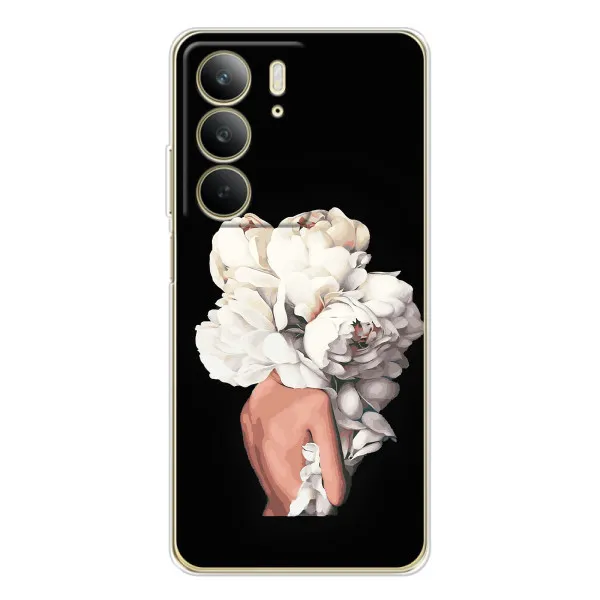 Чехол с принтом «Белые цветы» для Realme C73 5G