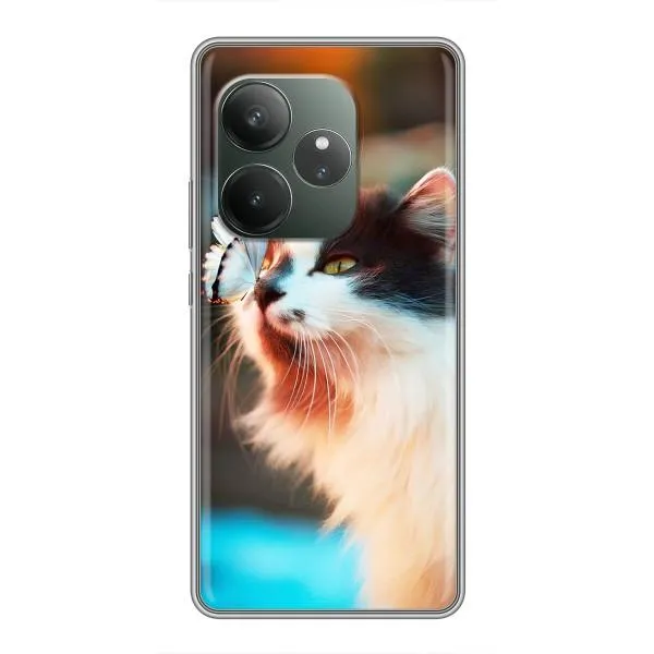 Чохол з принтом «Котик з метеликом» для Realme GT 6