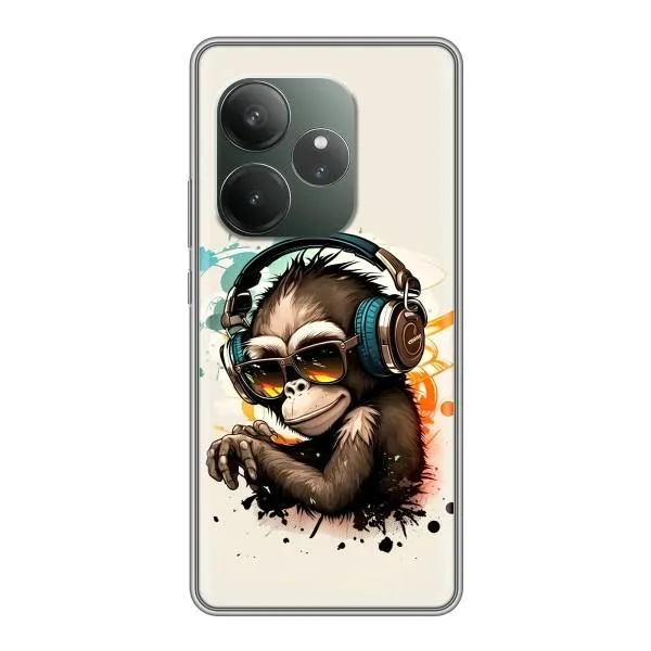 Чохол з принтом «Макака в навушниках» для Realme GT 6