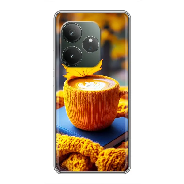 Чехол с принтом «Кофе на желтом пледе» для Realme GT 6T