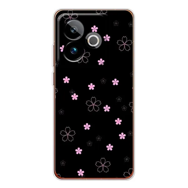 Чехол с принтом «Розовые цветы на черном» для Realme GT 7T Чехол с принтом «Розовые цветы на черном» для Realme GT 7T