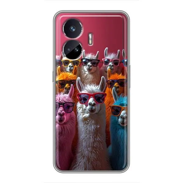 Чехол с принтом «Ламы в очках» для Realme GT Neo 5