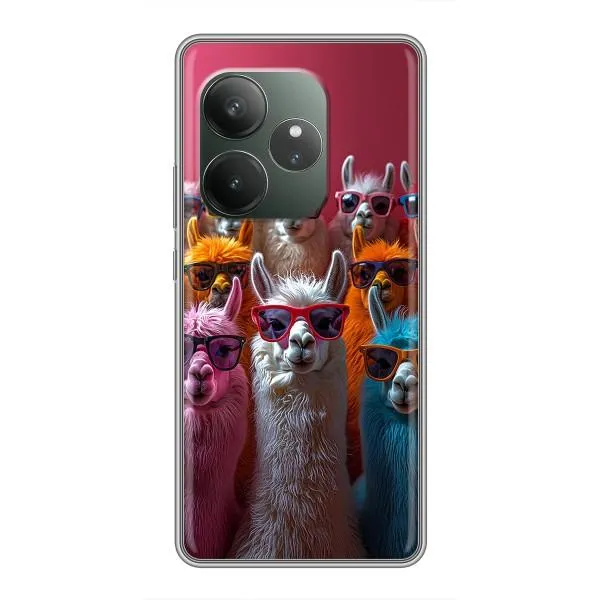Чехол с принтом «Ламы в очках» для Realme GT Neo 6 SE