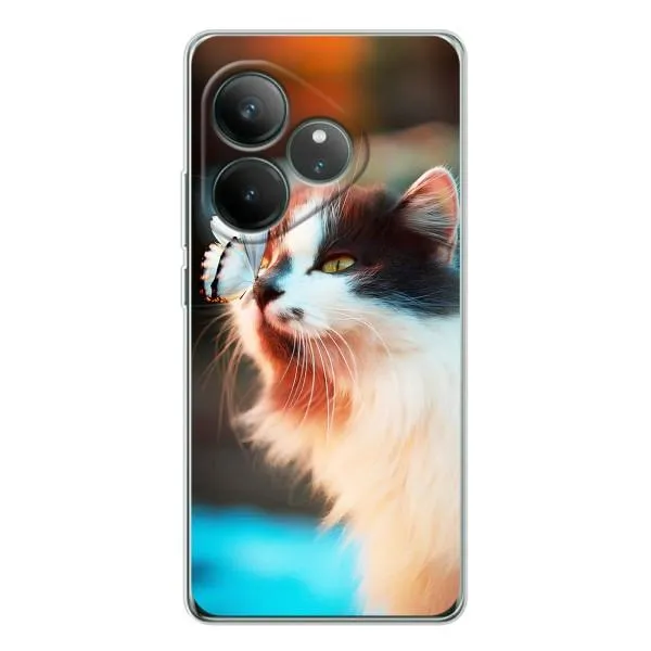 Чохол з принтом «Котик з метеликом» для Realme GT Neo 6