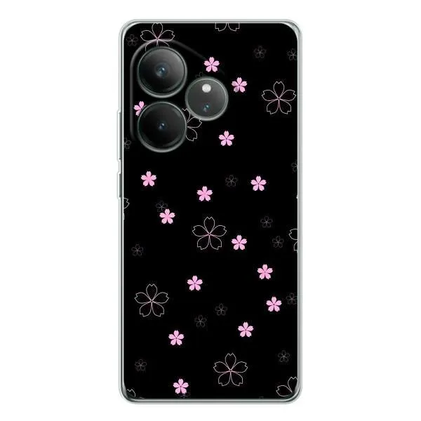 Чехол с принтом «Розовые цветы на черном» для Realme GT Neo 7