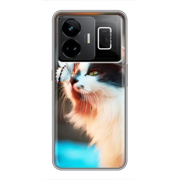 Чохол з принтом «Котик з метеликом» для Realme GT3 Чохол з принтом «Котик з метеликом» для Realme GT3