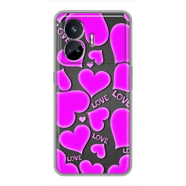 Чехол с принтом «Pink hearts» для Realme GT5