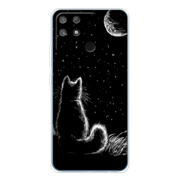 Чехол с принтом «Котик и луна» для Realme NARZO 80 Lite 4G Чехол с принтом «Котик и луна» для Realme NARZO 80 Lite 4G
