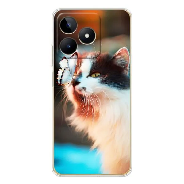 Чохол з принтом «Котик з метеликом» для Realme Note 60