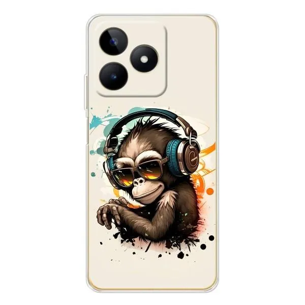 Чохол з принтом «Макака в навушниках» для Realme Note 60 Чохол з принтом «Макака в навушниках» для Realme Note 60