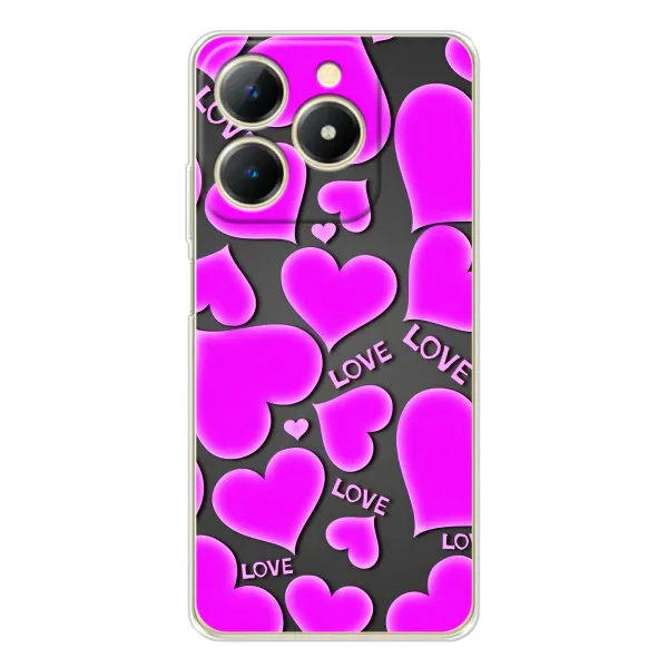 Чохол з принтом «Pink hearts» для Realme Note 70T