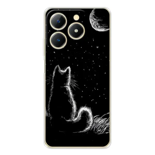 Чохол з принтом «Котик і місяць» для Realme Note 70T