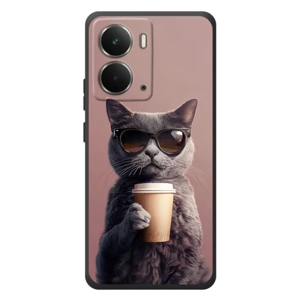 Чехол с принтом «Кот с кофе» для RealMe P3