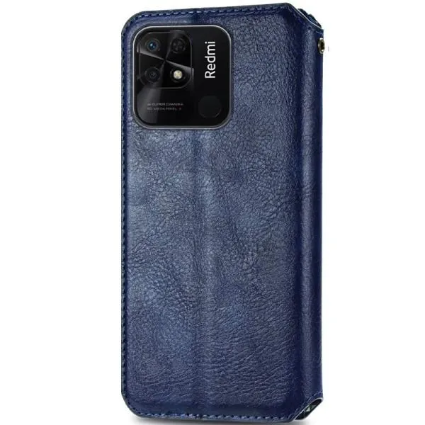 Кожаный чехол-книжка GETMAN Cubic (PU) для Xiaomi Redmi 10C — Синий — фото 2 Кожаный чехол-книжка GETMAN Cubic (PU) для Xiaomi Redmi 10C — Синий — фото 2