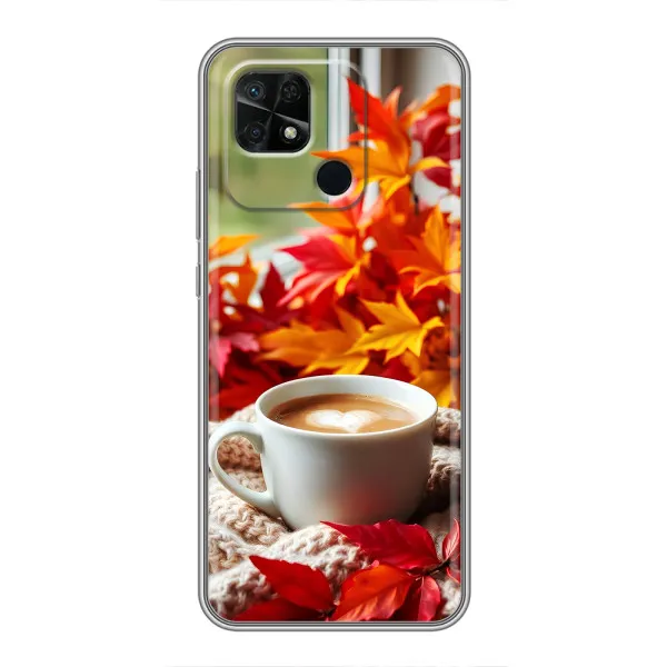 Чехол с принтом «Кофе и листья» для Xiaomi Redmi 10C
