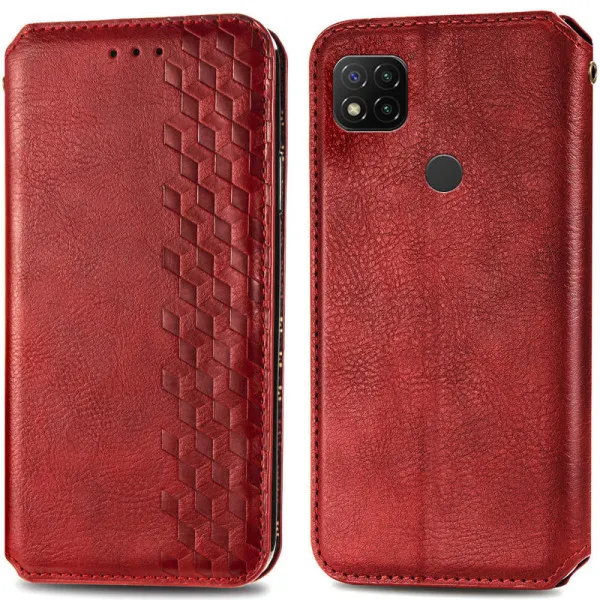 Кожаный чехол-книжка GETMAN Cubic (PU) для Xiaomi Redmi 9C — Красный — фото 5 Кожаный чехол-книжка GETMAN Cubic (PU) для Xiaomi Redmi 9C — Красный — фото 5