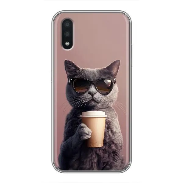 Чехол с принтом «Кот с кофе» для Samsung Galaxy A01 Core Чехол с принтом «Кот с кофе» для Samsung Galaxy A01 Core