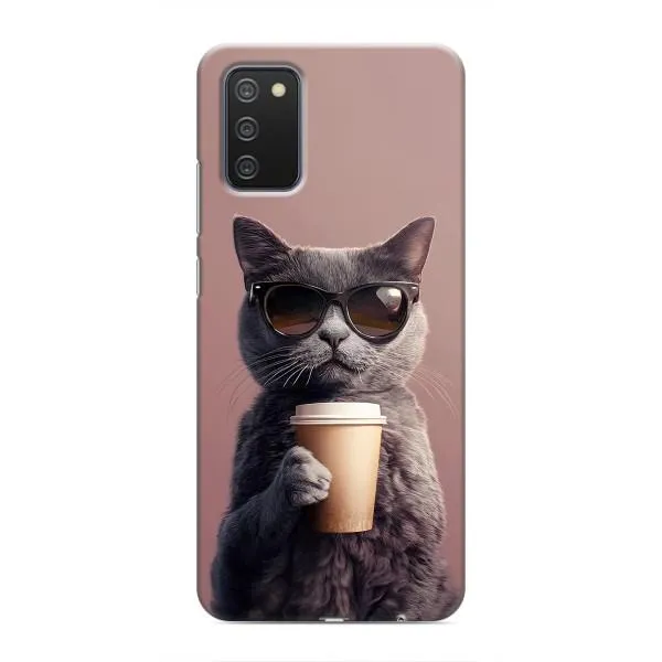 Чехол с принтом «Кот с кофе» для Samsung Galaxy A02s