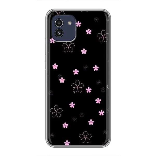 Чехол с принтом «Розовые цветы на черном» для Samsung Galaxy A03 (A035)