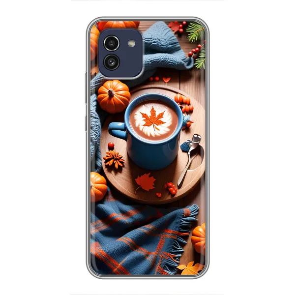 Чехол с принтом «Кофе и тыковки» для Samsung Galaxy A03 (A035) Чехол с принтом «Кофе и тыковки» для Samsung Galaxy A03 (A035)