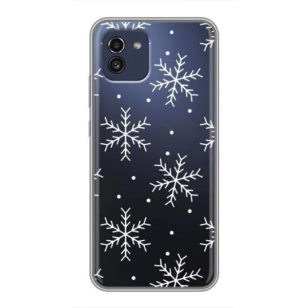 Чехол с принтом «Белые снежинки» для Samsung Galaxy A03 (A035)