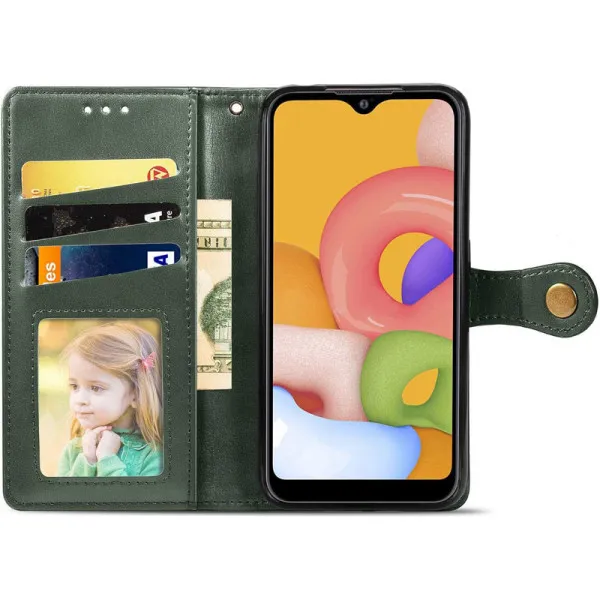 Шкіряний чохол-книжка GETMAN Gallant (PU) для Samsung Galaxy A04 — Зелений — фото 4