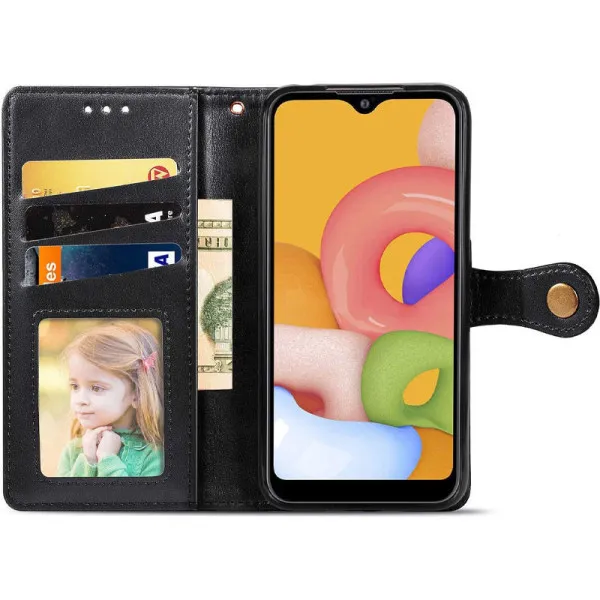 Кожаный чехол-книжка GETMAN Gallant (PU) для Samsung Galaxy A04 — Черный — фото 3