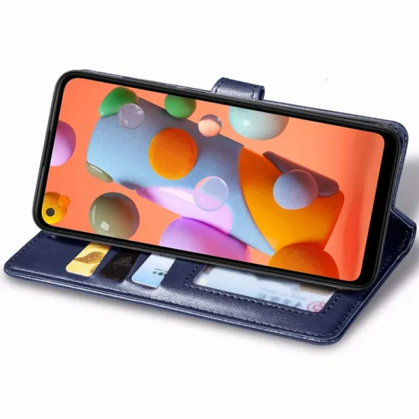 Шкіряний чохол-книжка GETMAN Gallant (PU) для Samsung Galaxy A11 — Синій — фото 3