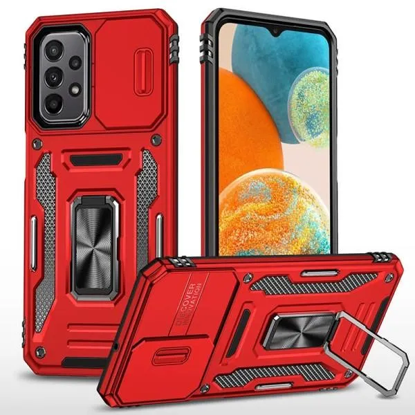 Ударостійкий чохол Camshield Army Ring для Samsung Galaxy A13 4G / A04s — Червоний — фото 1