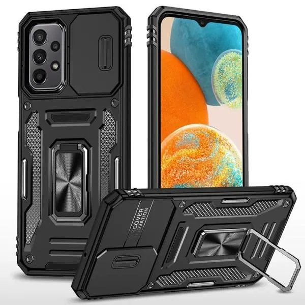 Ударостійкий чохол Camshield Army Ring для Samsung Galaxy A13 4G / A04s — Чорний — фото 3