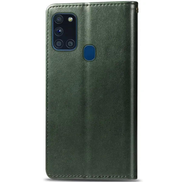Кожаный чехол-книжка GETMAN Gallant (PU) для Samsung Galaxy A21s — Зеленый — фото 2