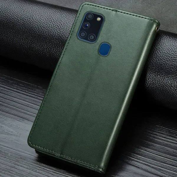 Кожаный чехол-книжка GETMAN Gallant (PU) для Samsung Galaxy A21s — Зеленый — фото 4
