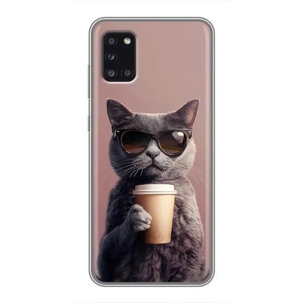 Чехол с принтом «Кот с кофе» для Samsung Galaxy A31 (A315)
