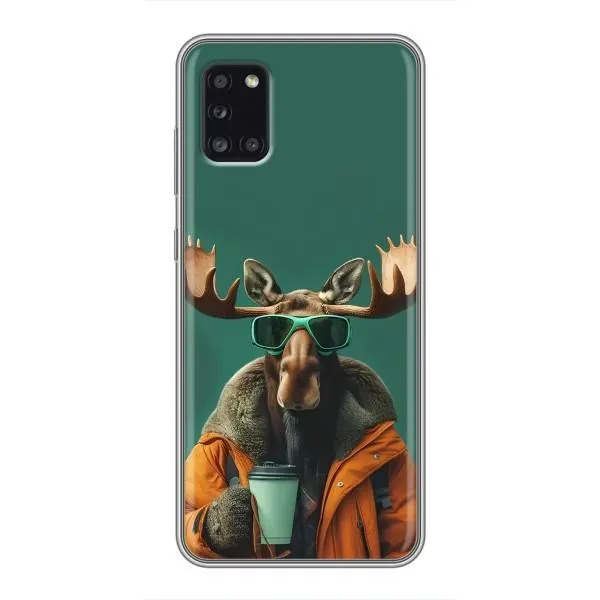 Чехол с принтом «Лось с кофе» для Samsung Galaxy A31 (A315)
