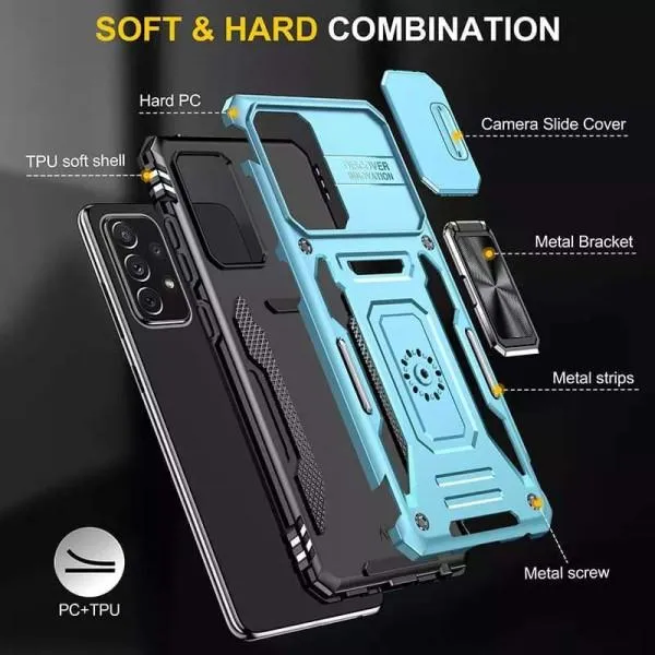 Ударостійкий чохол Camshield Army Ring для Samsung Galaxy A33 5G — Блакитний — фото 3