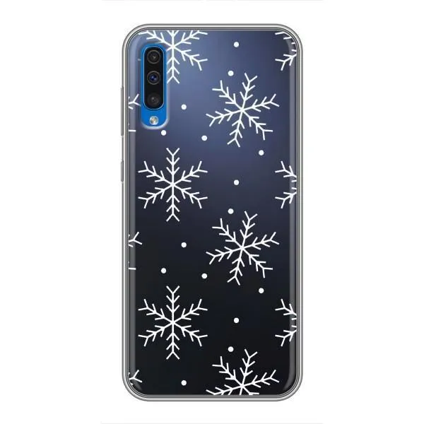 Чехол с принтом «Белые снежинки» для Samsung Galaxy A50 2019 (A505F)