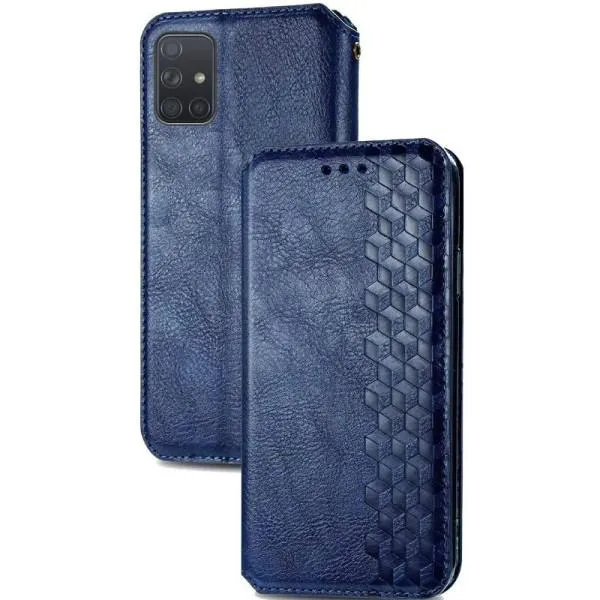 Шкіряний чохол-книжка GETMAN Cubic (PU) для Samsung Galaxy A51 — Синій — фото 2