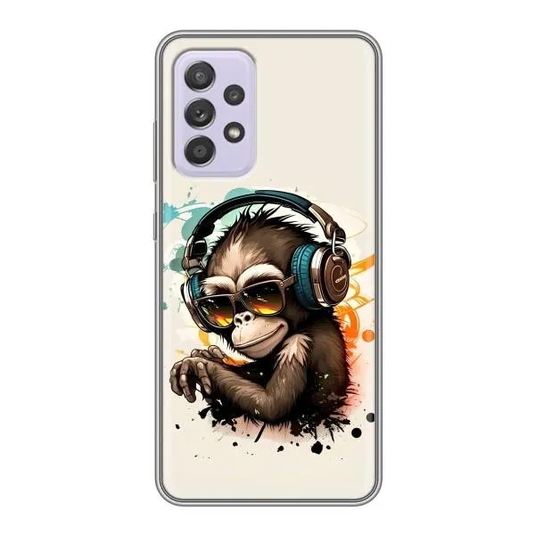 Чехол с принтом «Макака в наушниках» для Samsung Galaxy A52s 5G (A528)