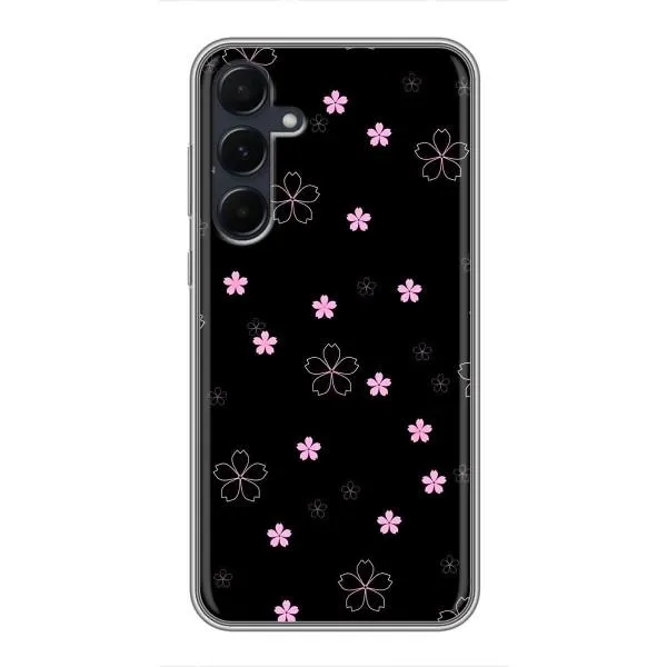 Чехол с принтом «Розовые цветы на черном» для Samsung Galaxy A55