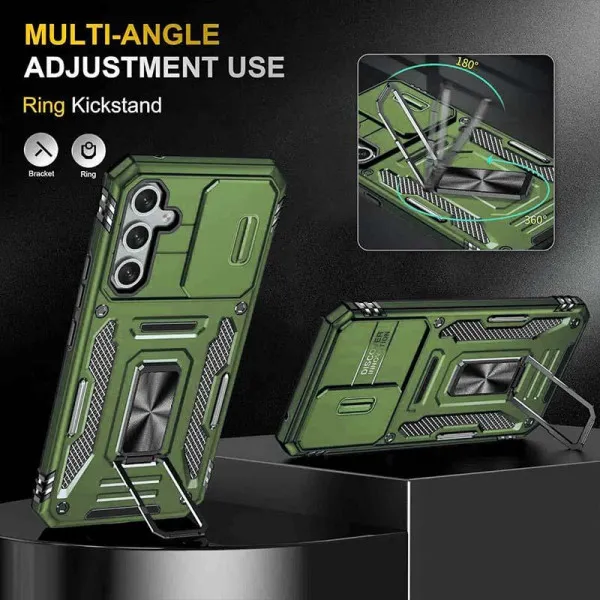 Ударостійкий чохол Camshield Army Ring для Samsung Galaxy A57 5G — Оливковий — фото 3
